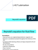 MEL 417 Lubrication: Reynold's Equation