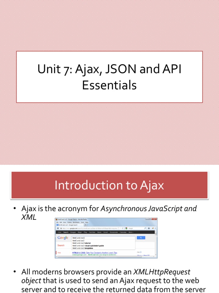 Presentation 11 | Ajax (Programming) | Json
