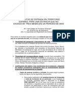 Requisitos de Entrada para Estancias 90días en España