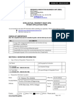 Intellectual Property Right (Ipr) Patent Application Form: Research Innovation Business Unit (Ribu)