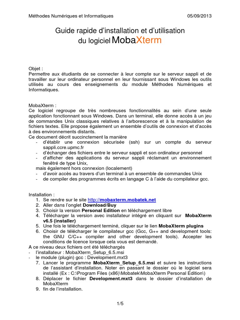 Guide d'utilisation de MobaXterm | PDF | Terminal informatique ...