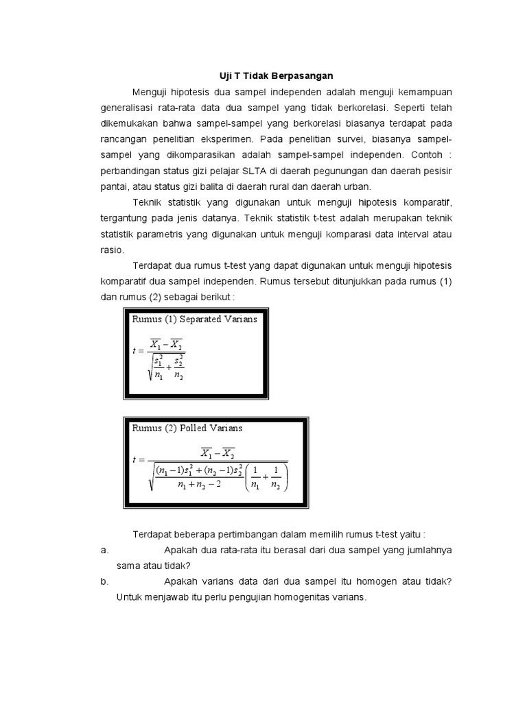 Contoh Soal Tes T Dua Sampel Berpasanganpdf