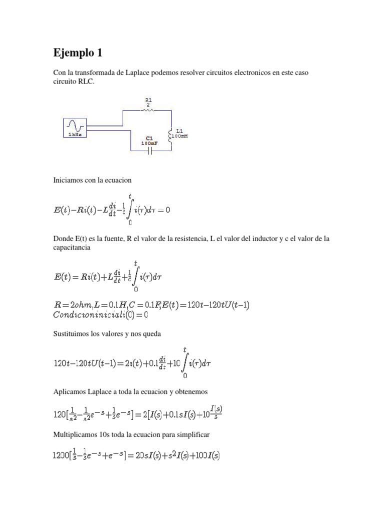 Ejemplos LAPLACE PDF Inductor Impedancia eléctrica