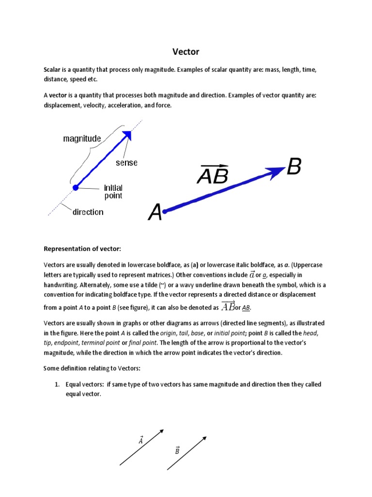 Vector Scalar Is A Quantity That Process Only Magnitude. Examples of Scalar Quantity Are Mass