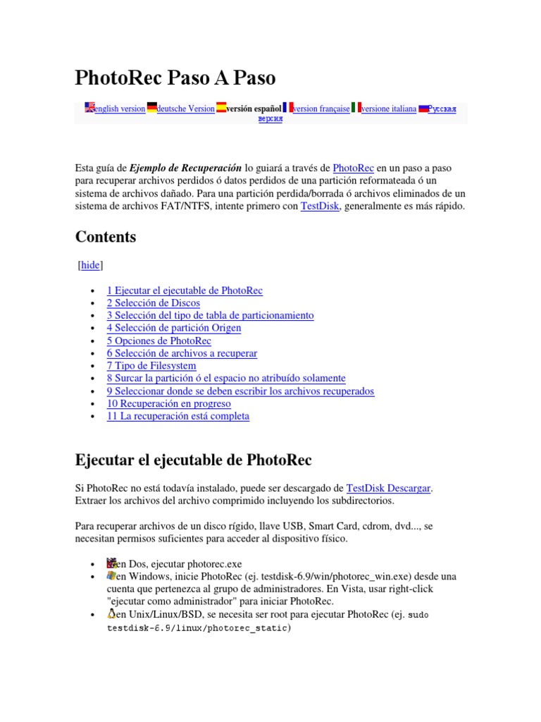 Guía Completa de PhotoRec | PDF | Archivo de computadora | Arquitectura ...