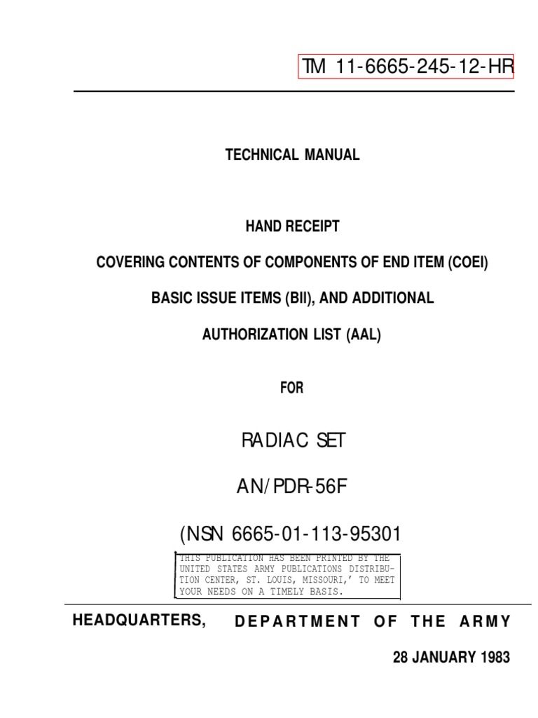 TM 11-6665-245-12-HR - Radiac - Set - AN - PDR-56 - 1983 PDF | PDF ...