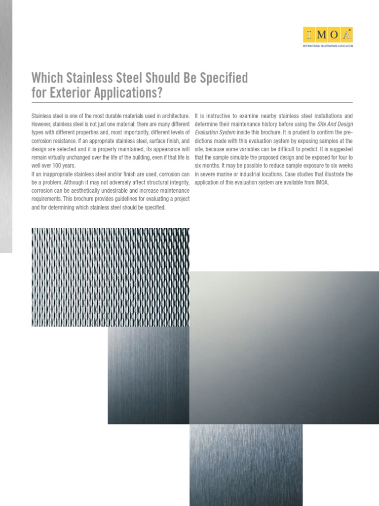 Stainless Steel For Exterior Applications PDF Stainless Steel
