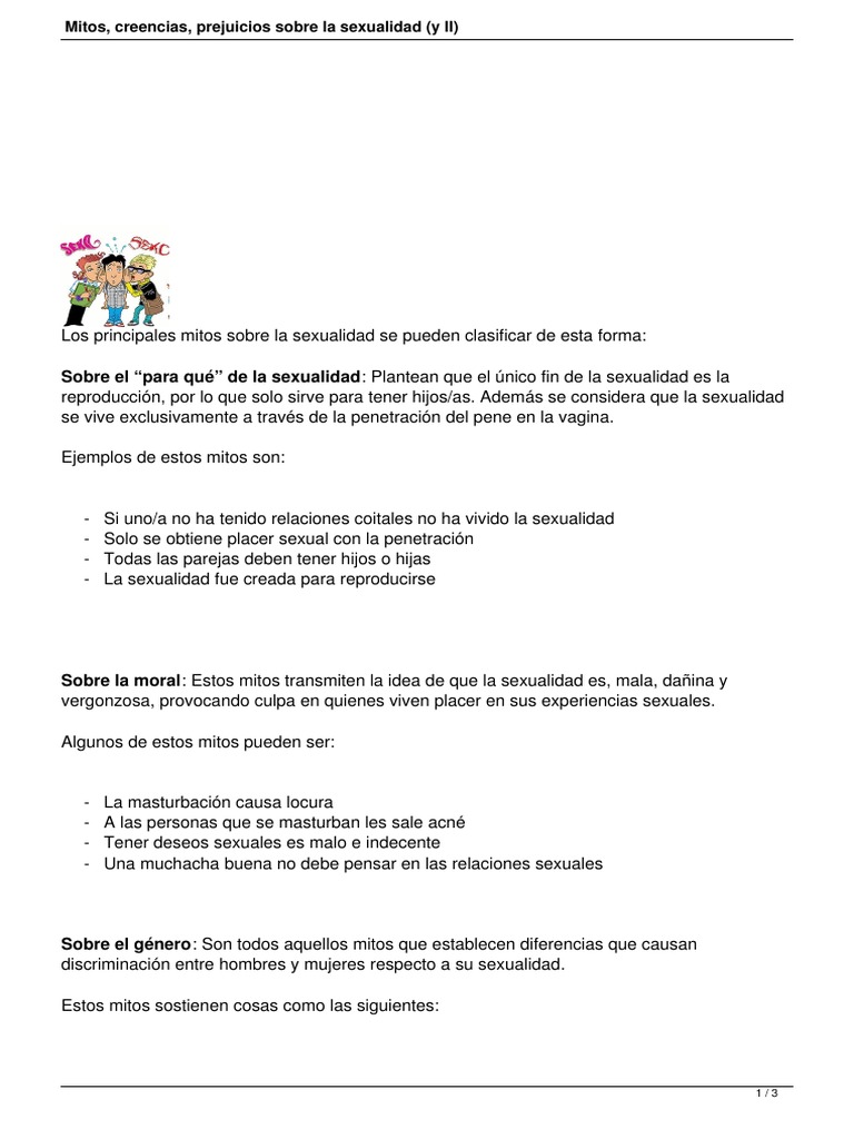 Mitos y Realidades de la Sexualidad | PDF | La sexualidad humana ...