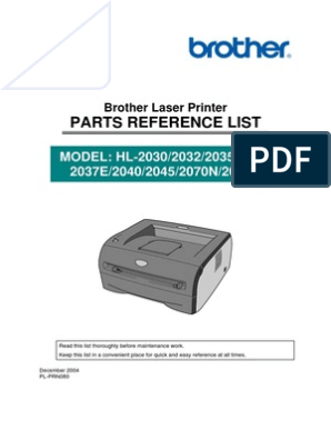 Brother 2032 2035 2037 2040 2045 2070 2075 Parts Manual | PDF | Manufactured Goods