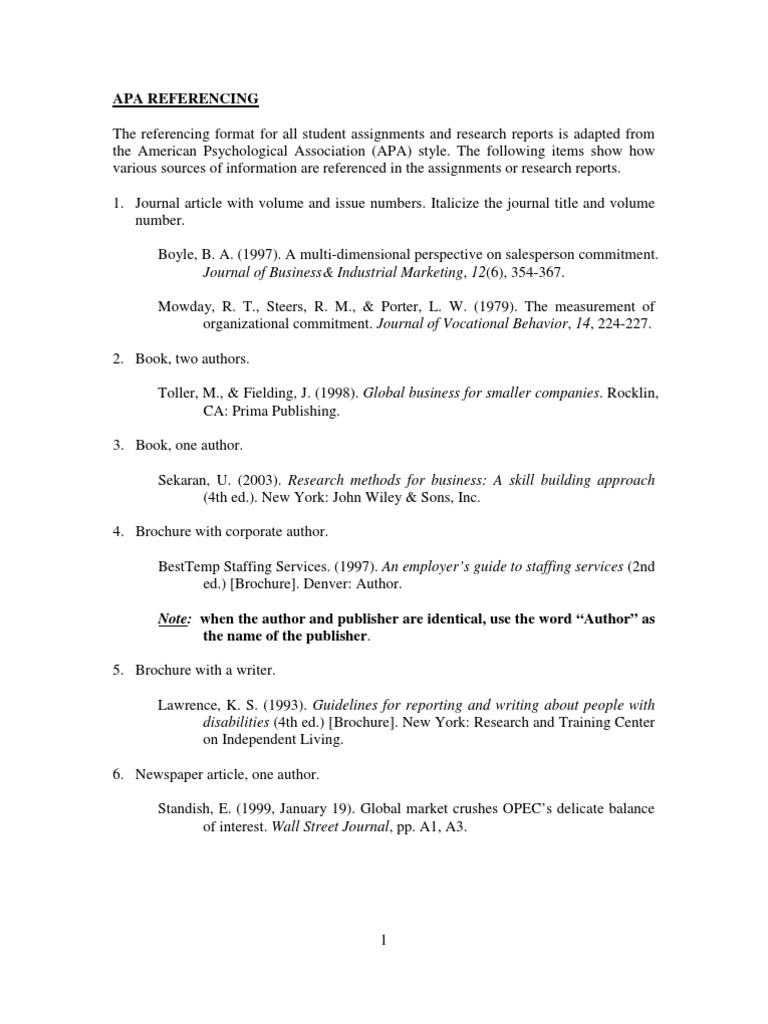 Apa Referencing American Psychological Association Citation