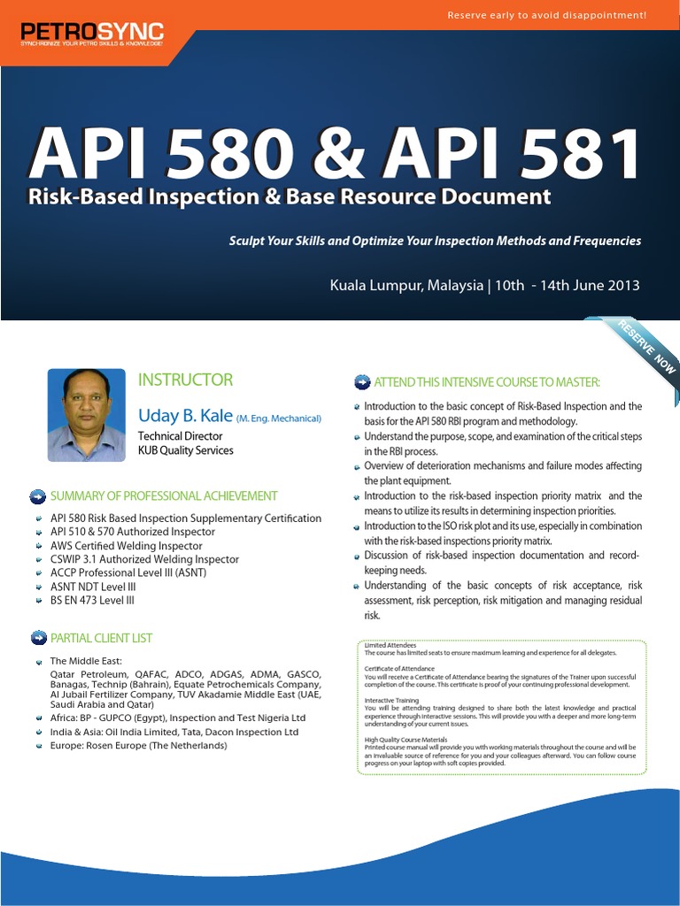 RBI onshore training according to API 580/581