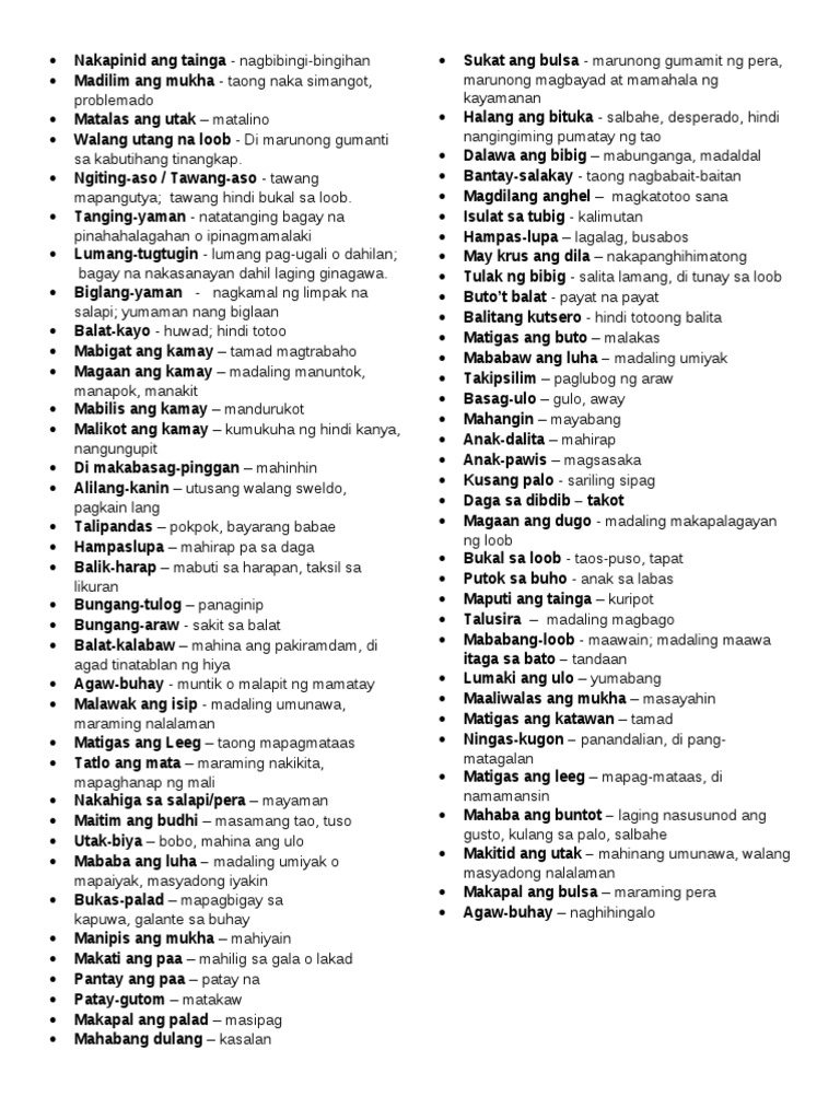 Filipino Idioms List | Learn the most common idioms in Filipino – JKTBL