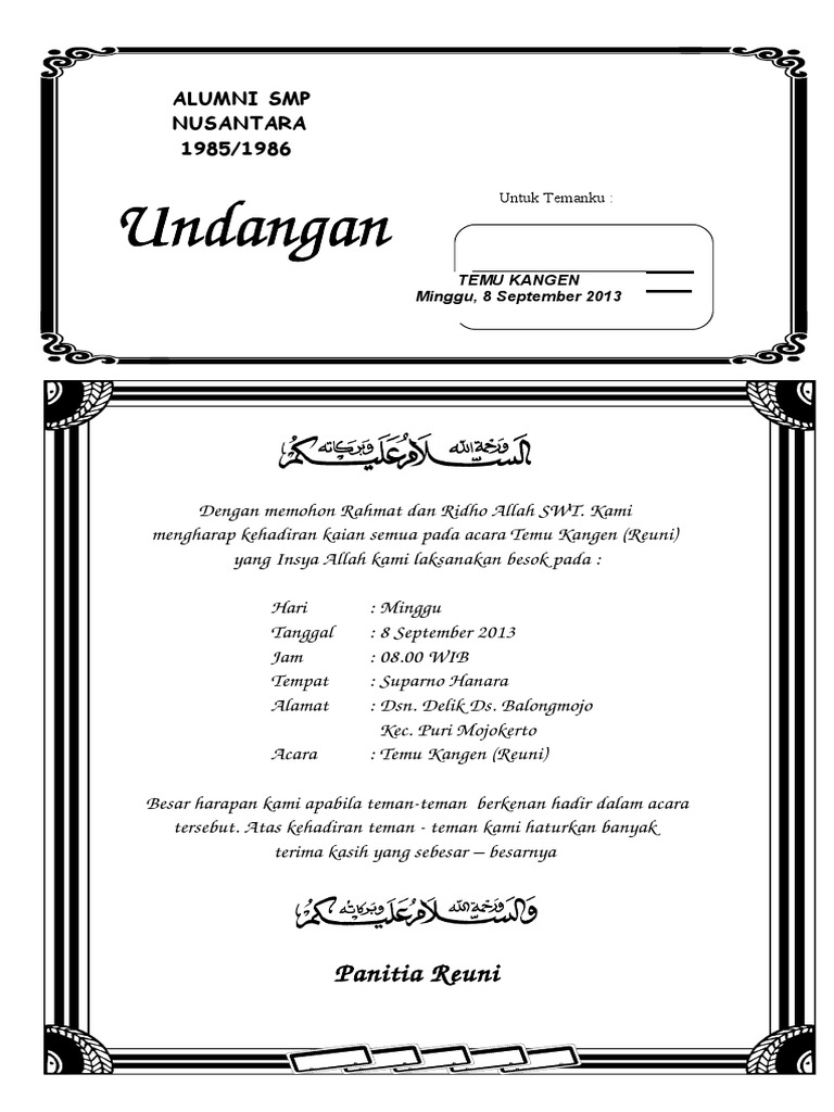 Undangan Reuni