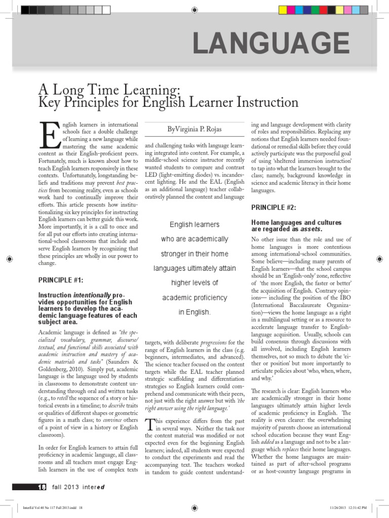 Six Principles for ELL Instruction | PDF | Differentiated Instruction ...