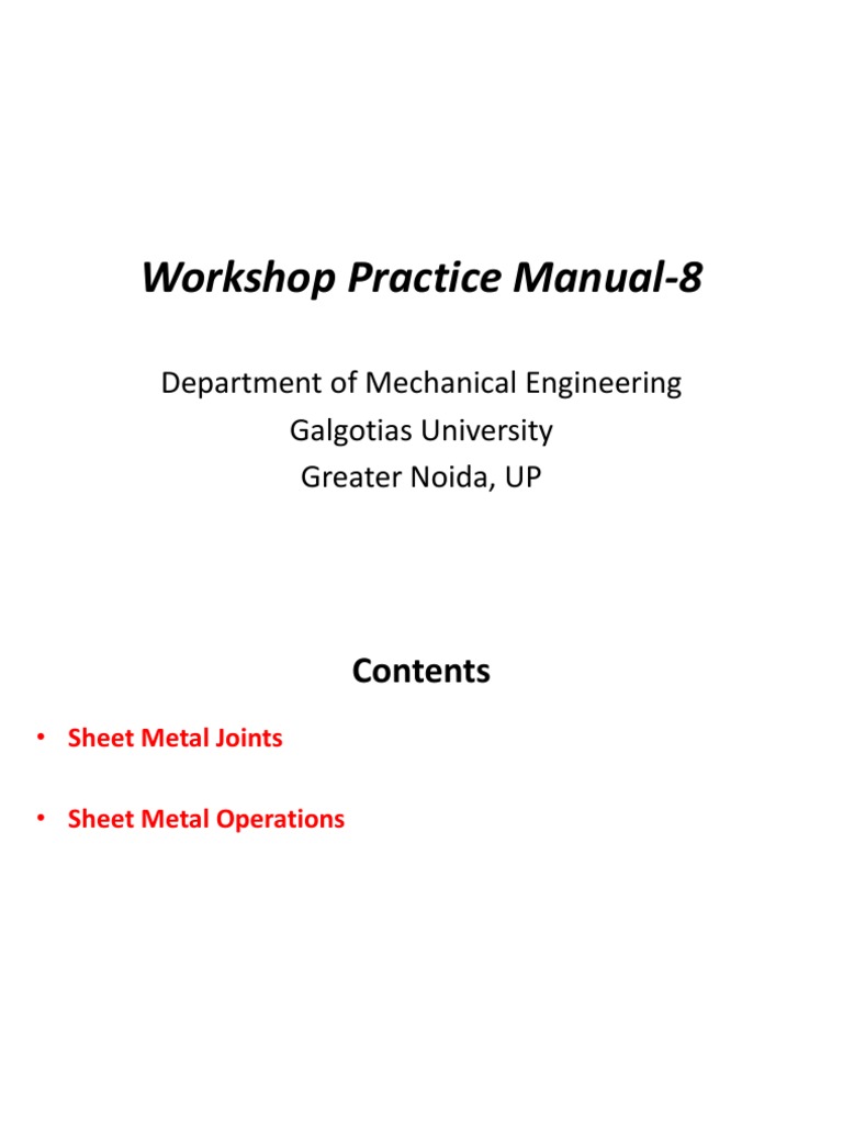 Types of Sheet Metal Joints | PDF | Sheet Metal | Crafts