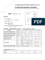 TO-92 plastic transistor with NPN features and dimensions