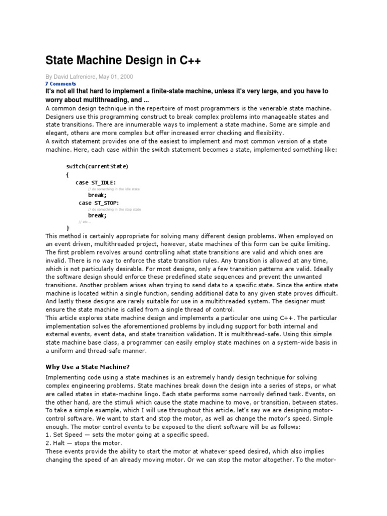 State Machine Design in C++ A Concise Explanation of State Machines