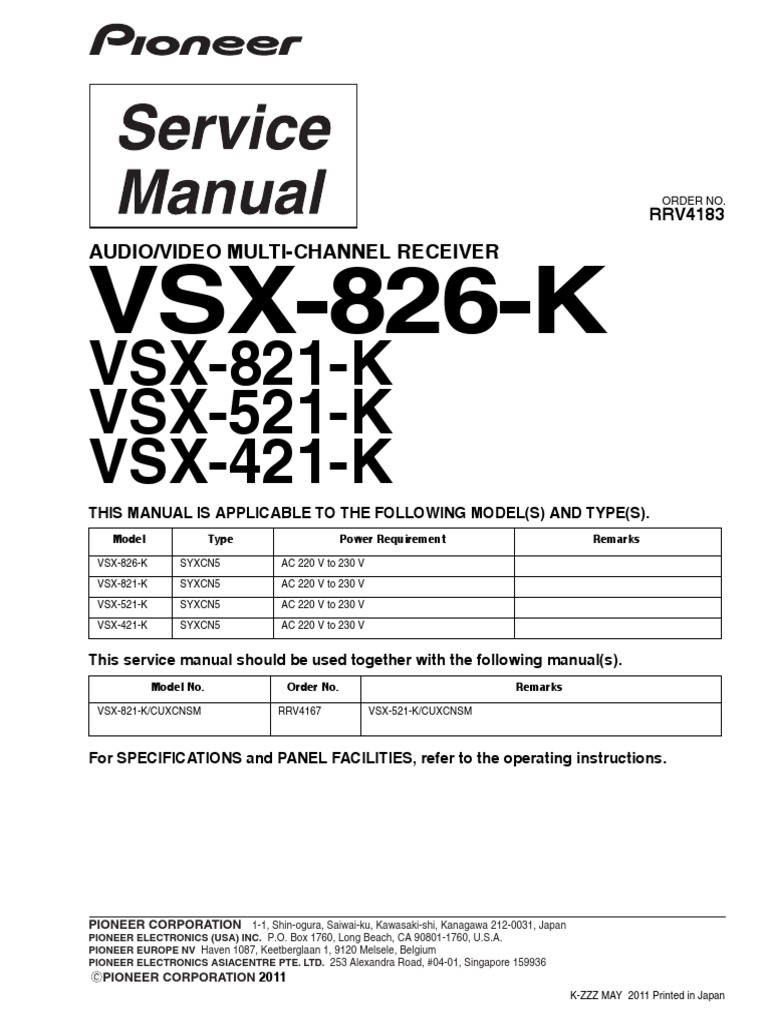 VSX-826-K, 821-K, 521-K, 421-K (RRV4183) | PDF | Resistor.