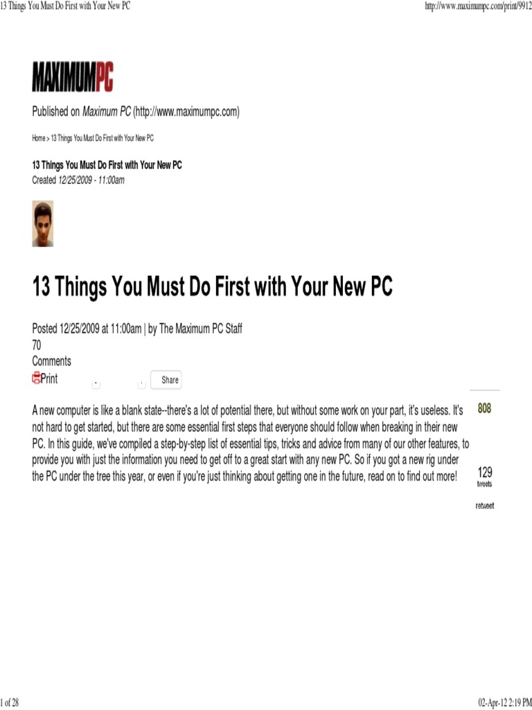 Essential Steps for Your New PC Setup | PDF | Utility Software | System ...