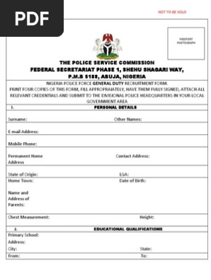 Police Recruitment Form PDF | PDF | Politics