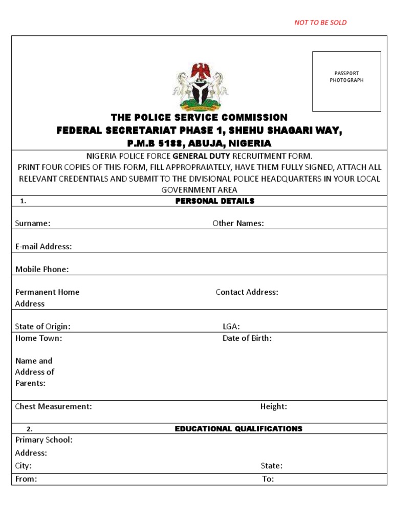 Police Recruitment Form PDF | PDF | Politics