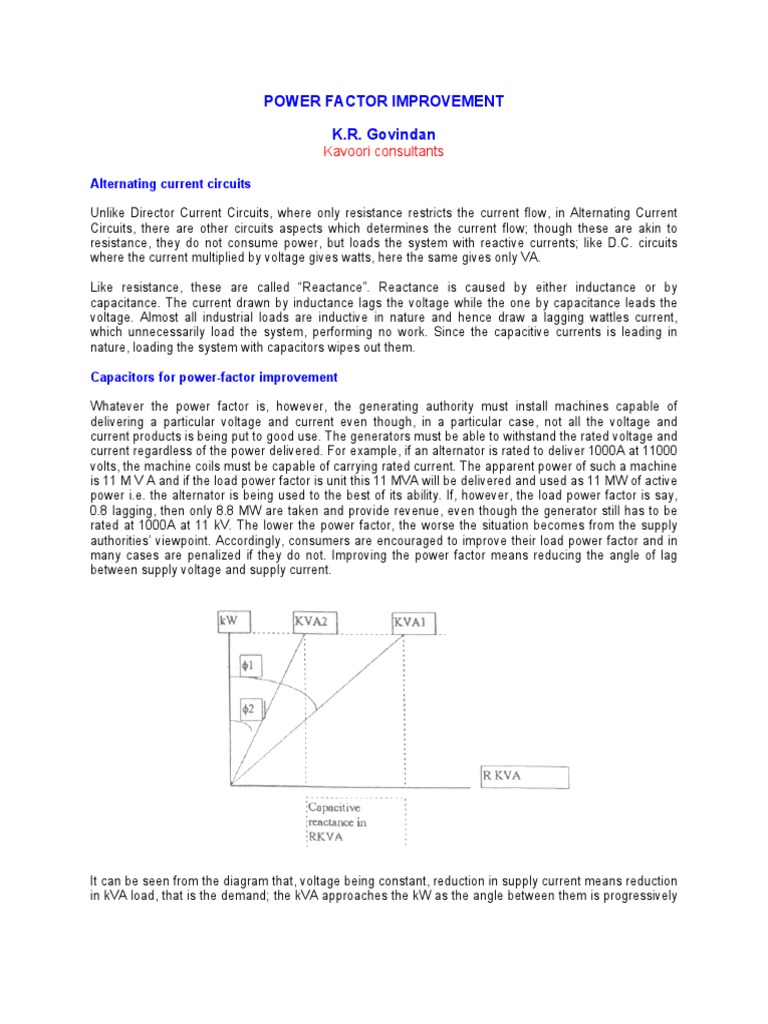Power Factor Improvement | PDF