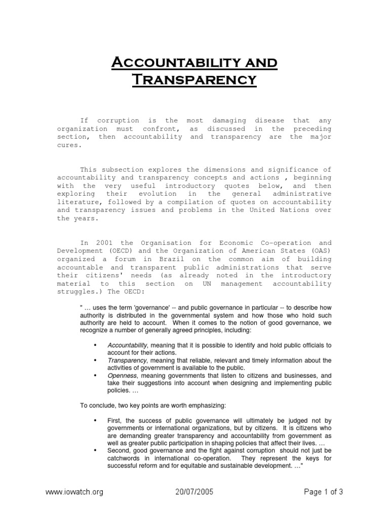 Transparency and Accountability | PDF | Transparency (Behavior ...
