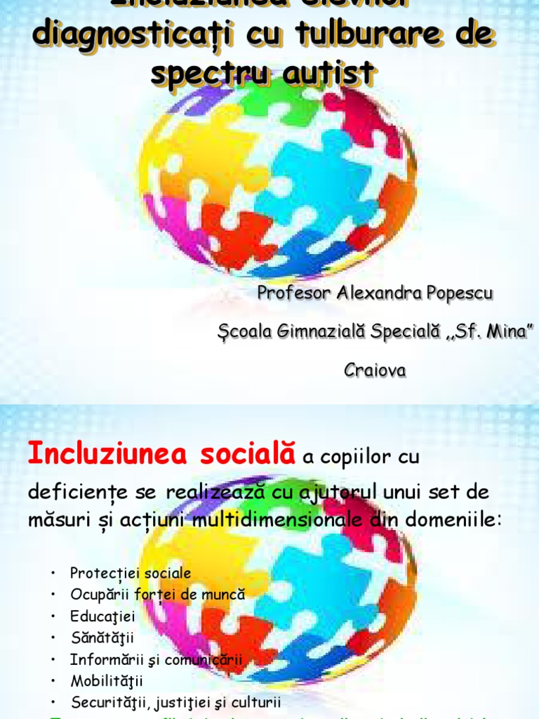 Incluziunea Elevilor DiagnosticaÈ›i Cu Tulburare De Spectru Autist