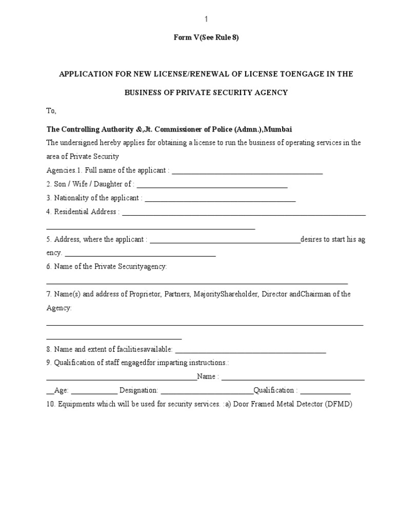 Form V (See Rule 8) | PDF | Business | Finance & Money Management