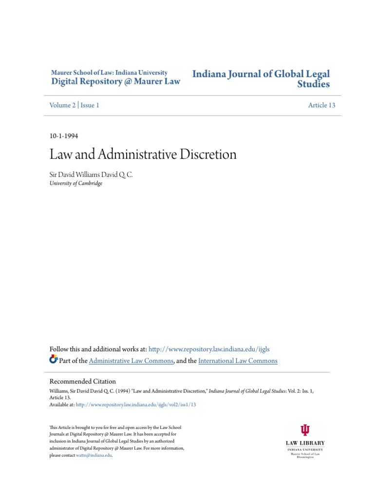 Law And Administrative Discretion Supreme Courts Judgment Law