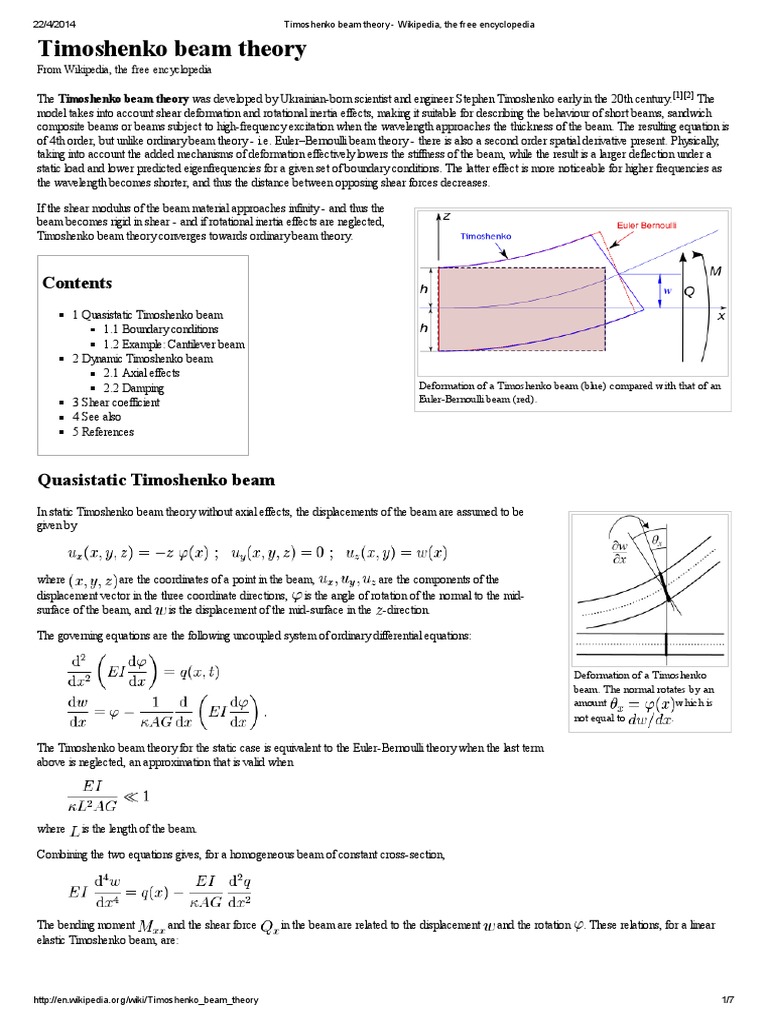 Timoshenko Beam Theory | PDF | Bending | Building Engineering