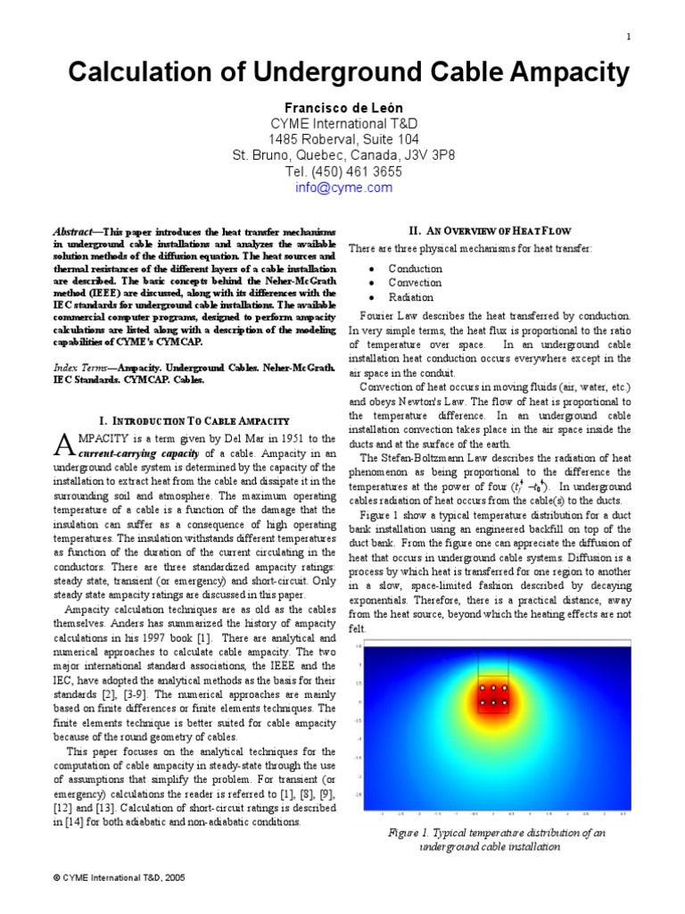 CYME Cable Ampacity Calculation PDF Thermal Conduction Heat