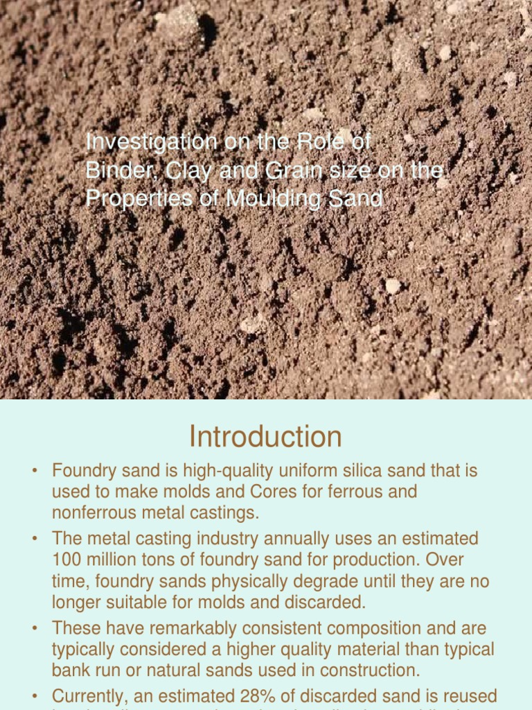 Investigatin of Role of Binder N Clay in Moulding Sand PDF Clay Sand