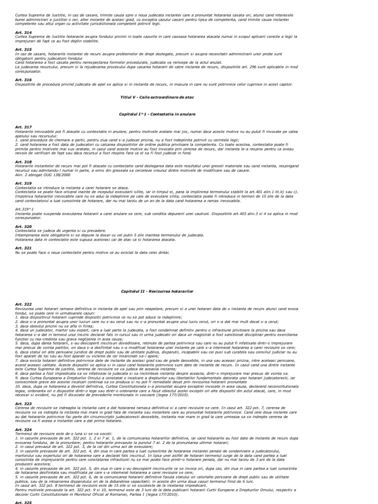 Vechiul Cod Contestatia In Anulare Si Reviziurea