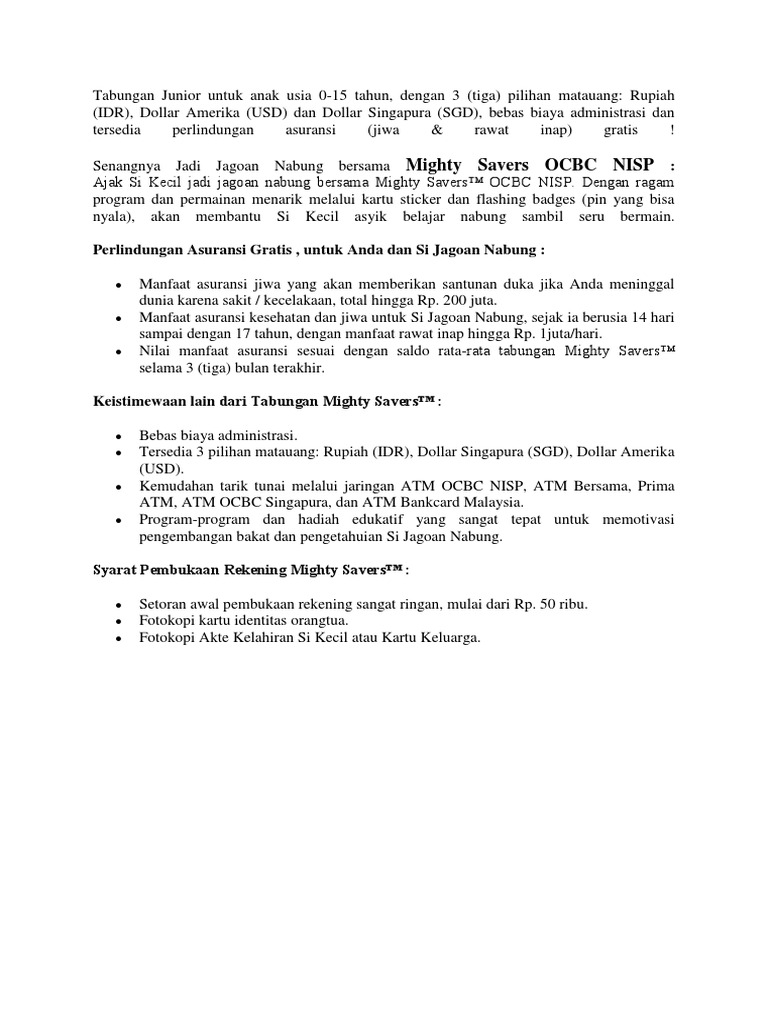 Mighty Savers Ocbc Nisp