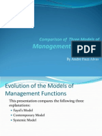 Management Functions - Comparison of Three Models