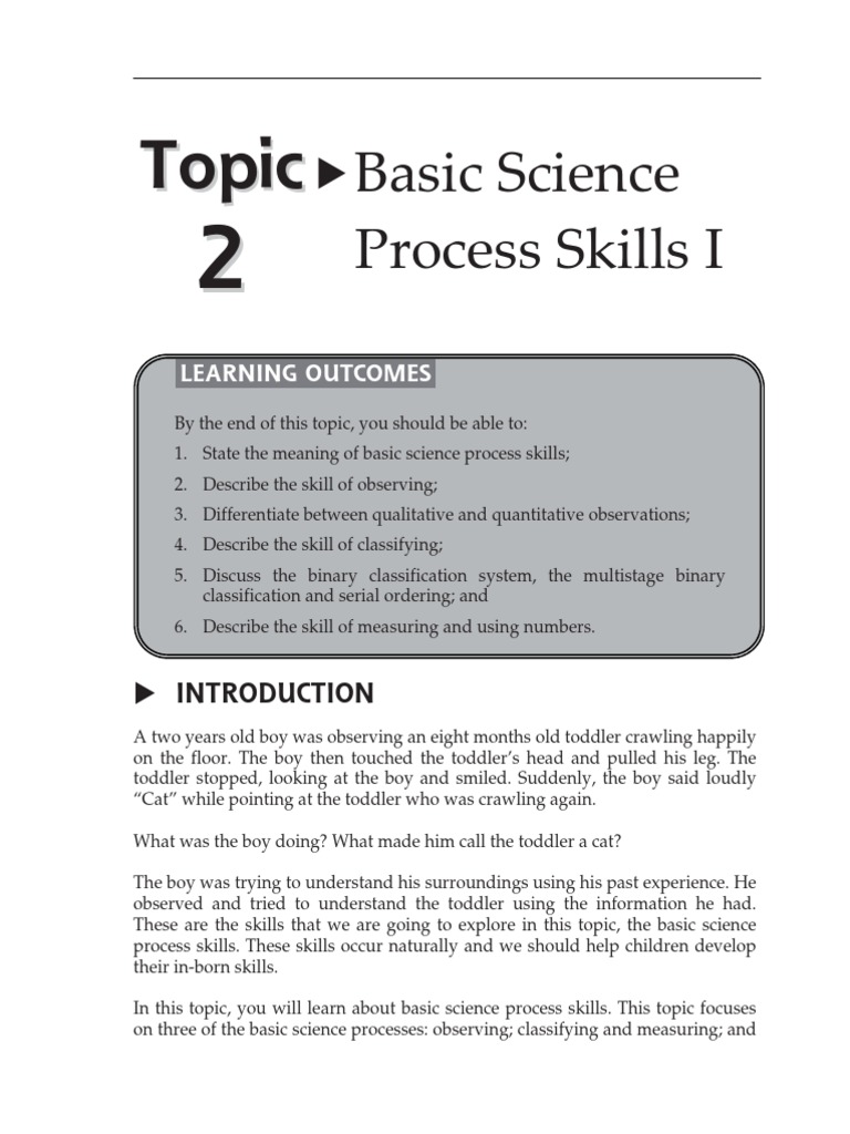Topic 2 Basic Science Process Skills I Litre Observation