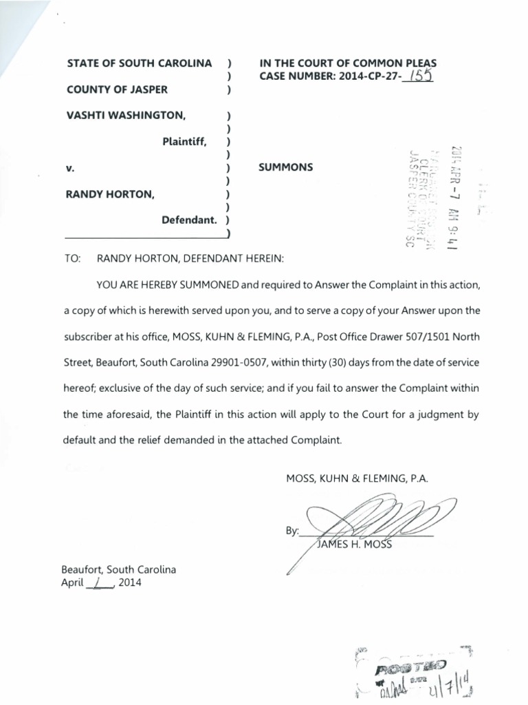 Washington vs Horton lawsuit Defamation Common Law