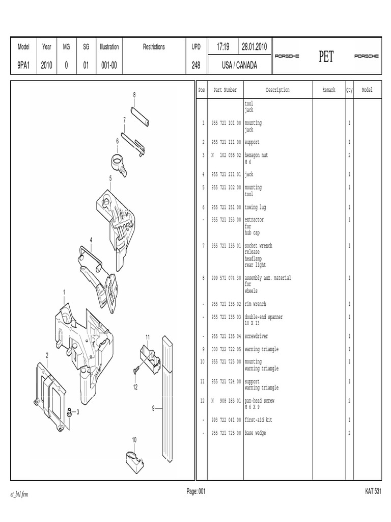 9PA1 - USA - KATALOG Porsche Cayenne, PDF, Soupape