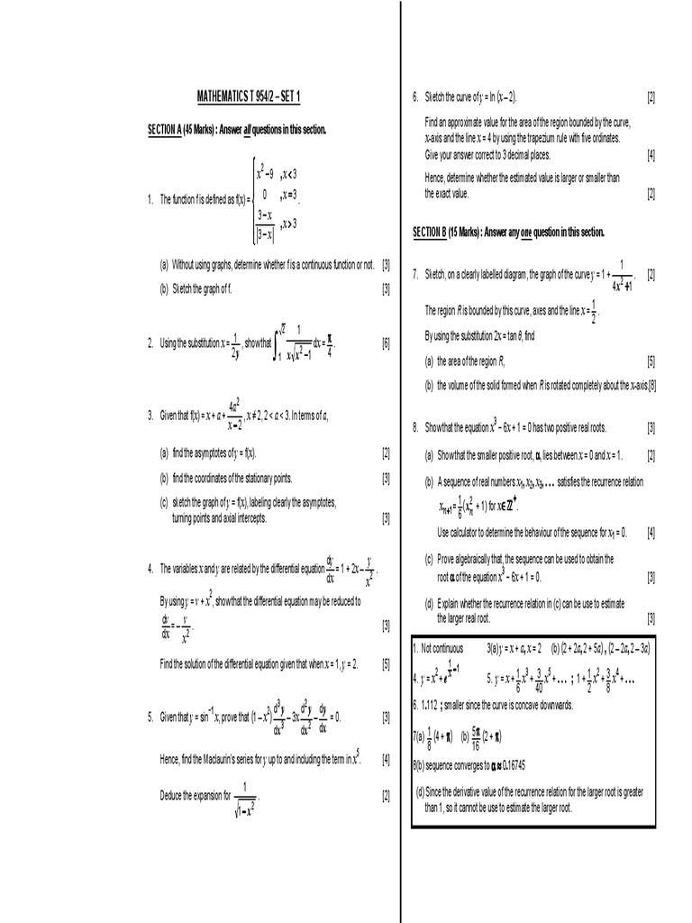 PENANG 2013 STPM TRIAL PAPERS For Mathematics T TERM 2 | PDF ...
