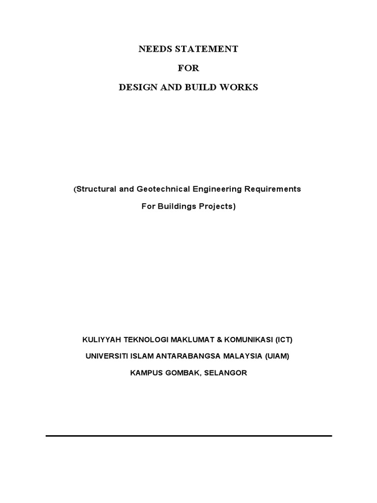 Needs Statement for Building Projects | PDF | Specification (Technical ...