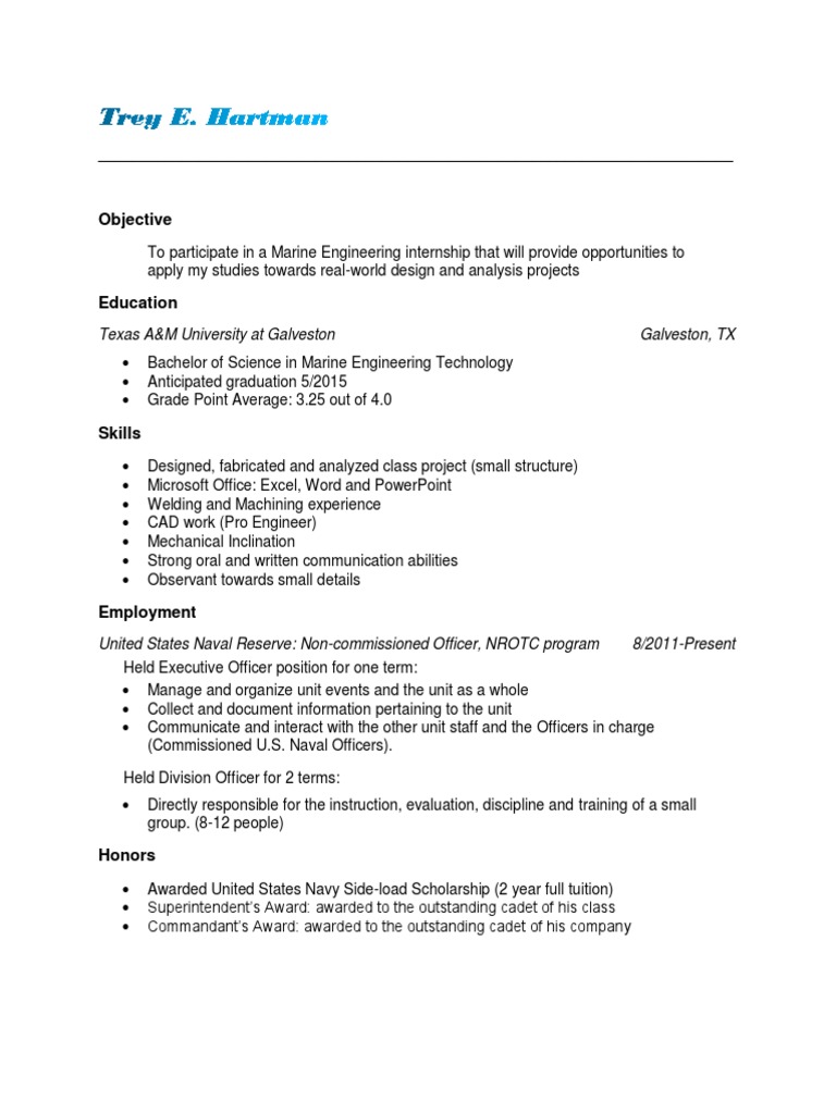 Marine Engineering Internship Objective | PDF