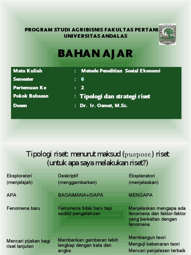 Tipologi dan Strategi Riset Agribisnis | PDF