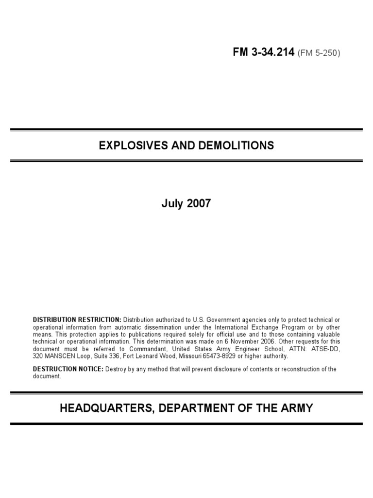 USArmy Explosives PDF Demolition United States Army