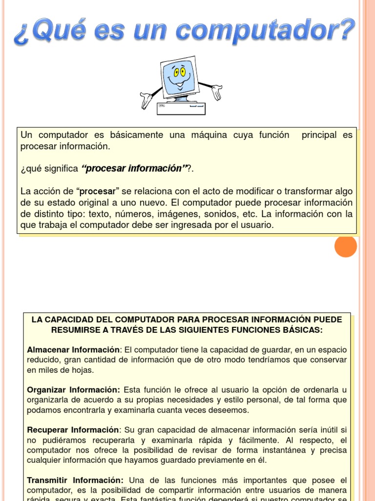 Funciones y Partes de un Computador | PDF | Periférico | Hardware de la ...