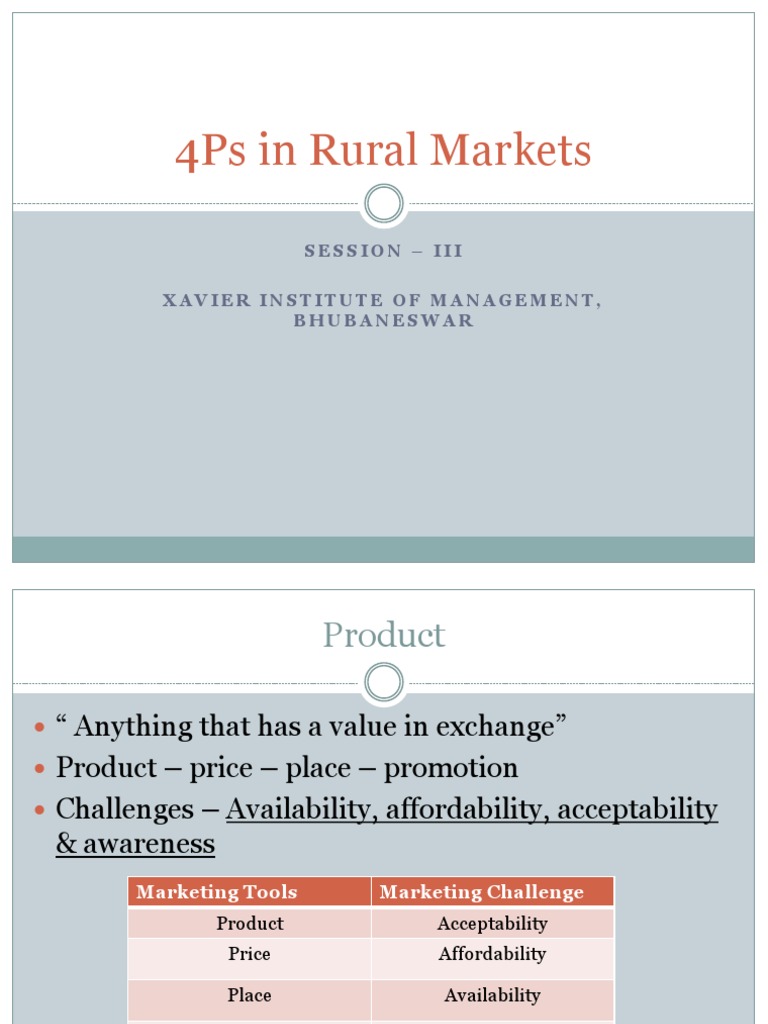 4Ps Marketing Strategies for Rural Markets | PDF | New Product ...