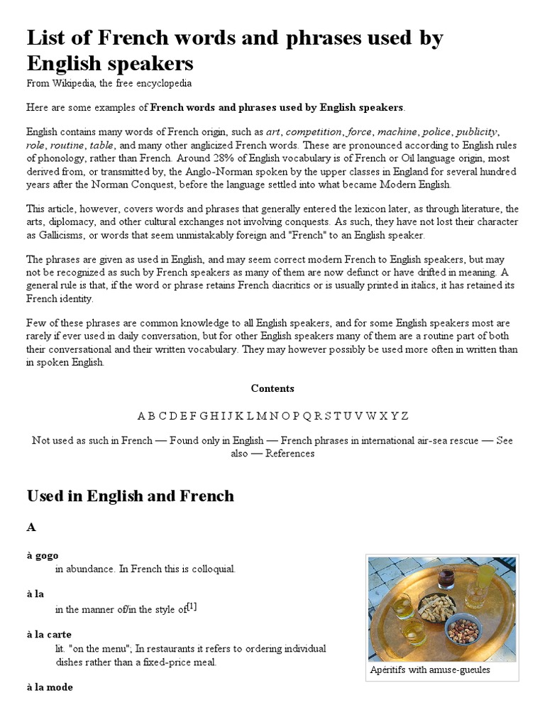 List of French Words PDF Laissez Faire English Language