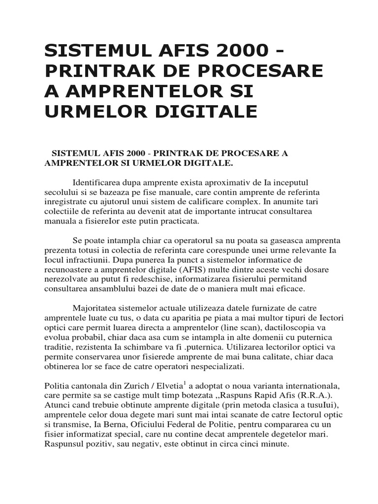 Sistemul Afis 2000 | PDF