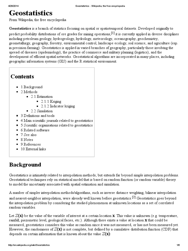 Geostatistics Fundamentals | PDF | Statistical Theory | Probability And ...