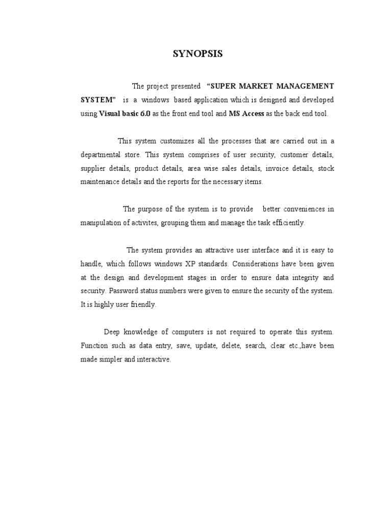 Synopsis: SYSTEM